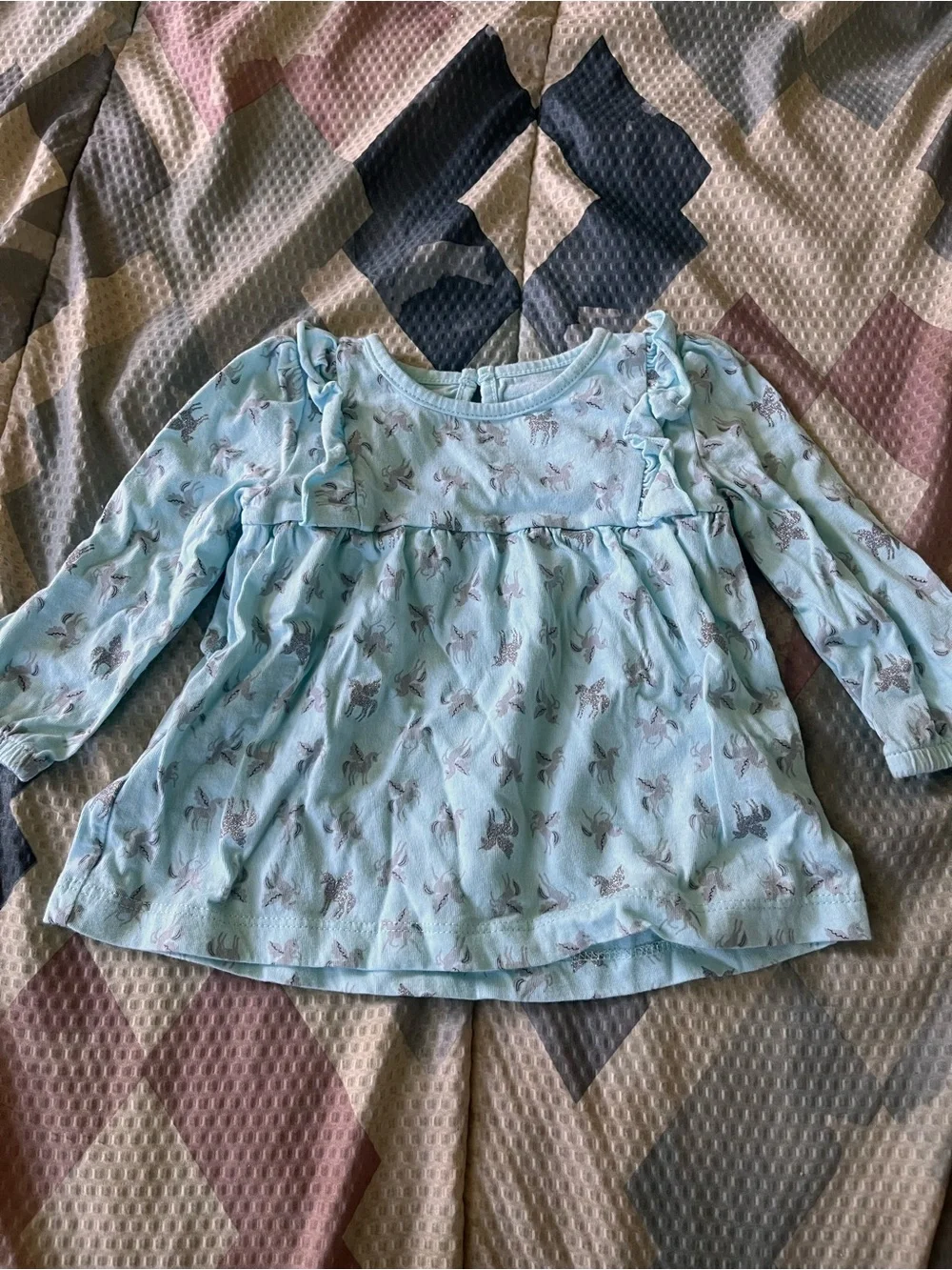 Baby Light Blue Ruffle Long-Sleeve Top